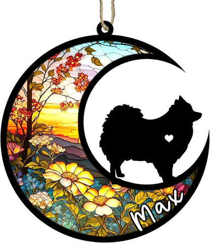 Personalized Dog Memorial, Custom Name Pomeranian Dog Christmas Ornament with Name, Custom Breeds, Pet Loss Light Catcher, Gifts for Lovers Loss of Pet Sympathy on Mothers Day Christmas