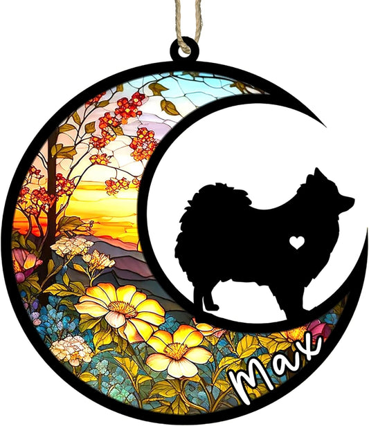 Personalized Dog Memorial, Custom Name Pomeranian Dog Christmas Ornament with Name, Custom Breeds, Pet Loss Light Catcher, Gifts for Lovers Loss of Pet Sympathy on Mothers Day Christmas