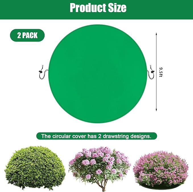 NNG 2PCS 9.5ft Dia. Round Winter Plant Covers Reusable Tree Freeze Protection with Drawstring Potted Plant Frost Blanket Outdoor Shrub Plant Cover for Winter Garden Potted Vegetable