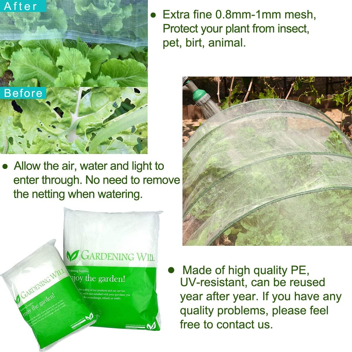 20Ft x 50Ft Mosquito Bug Insect Bird Fine Mesh Net Barrier Hunting Blind Garden Screen Netting for Protect Your Plant Fruits Flower