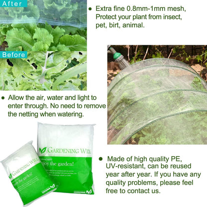16x25Ft Mosquito Bug Insect Bird Fine Mesh Net Barrier Hunting Blind Garden Screen Netting for Protect Your Plant Fruits Flower