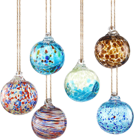 VOREEN Set 6 Hand-Blown Glass Ornaments Balls Witches Ball Hanging Glass Gazing Ball Friendship