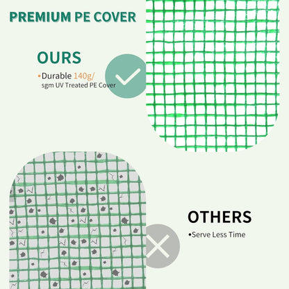 EAGLE PEAK Replacement Cover for 10x5 Portable Lean-to Greenhouse, 2 Roll-Up Zipper Entry Doors and 1 Large Roll-Up Side Window (Frame Not Included), Green