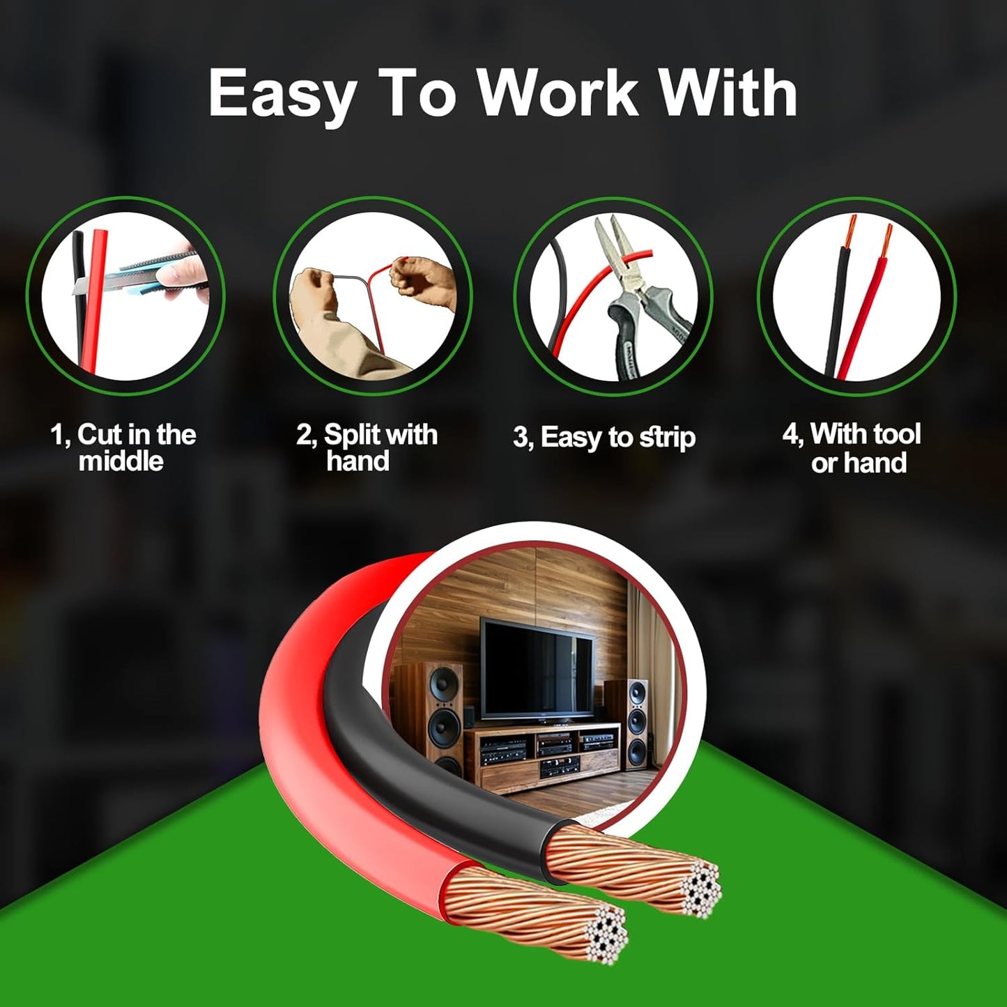 12 Gauge Wire 50FT, 12 AWG Red Black Hookup Electrical Wire LED Strips Extension Cord 12V/24V DC Cable, 12AWG 2 Conductors Flexible Wire for in-Home, Autos, Schools use