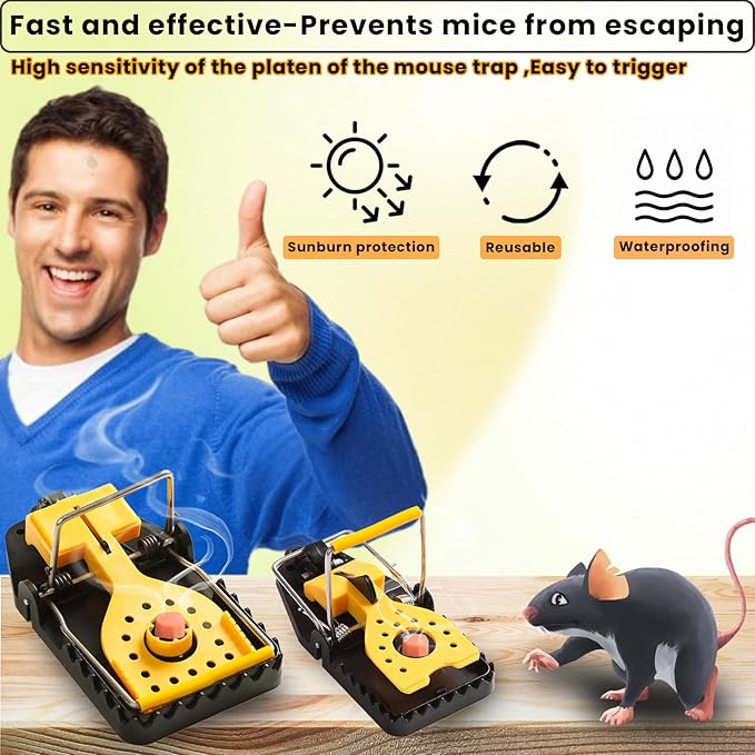 Mouse Traps, Rat Trap Indoor for Home -Quick Effectively Best Mouse Trap mousetraps Used Indoor & Outdoor Reusable Mouse Traps，snap Traps for mice Traps Used Basement/Garage/attic etc 9set