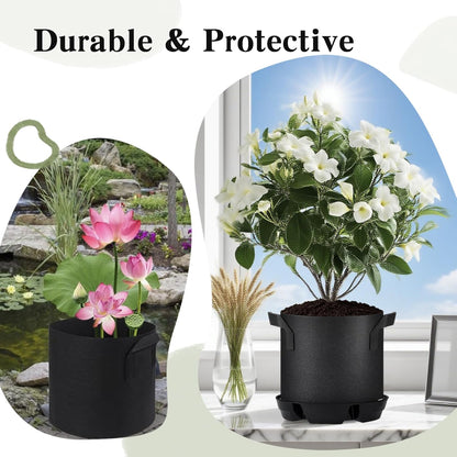 4Pcs Self Watering Pot Base with 1 Plant Grow Bag, Self Watering Pots for Indoor Plants, Plant Saucers, Auto Watering for Plants Indoor - Auto-Irrigation System for 5 Gallon Fabric Pots