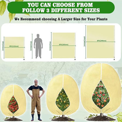 Evoio Plant Covers Freeze Protection 6 x 7 FT 3 oz/yd² Winter Frost Blankets Cloths Fabric Bags with Zipper for Outdoor Plants Tree Shrub Garden Potted Freeze Frost Winterizing Protection