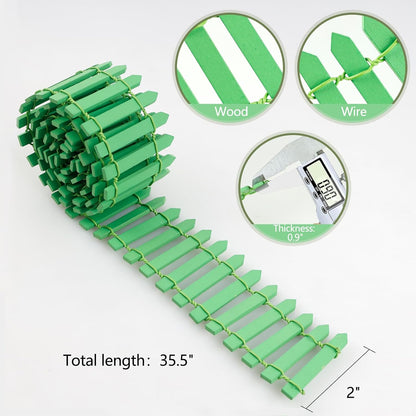 Mini Fairy Garden Fence, 35.5x2 Inch Cuttable Small Wood Picket Fence, DIY Miniature Accessories Decoration for Dollhouse, Crafts, Vegetable Platter, Cake(Light Green)