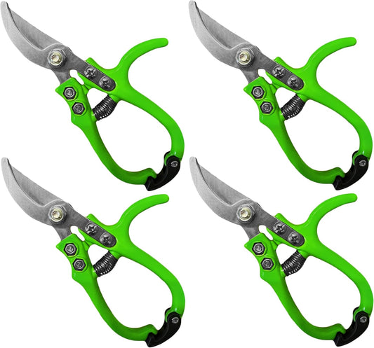 Garden Guru Ergonomic Garden Snips Clippers - Professional Hand Pruner Pruning Shear Scissors with Comfort Grip Handles for Gardening Trimming and Yard Work – High Carbon Steel (4 Pack)