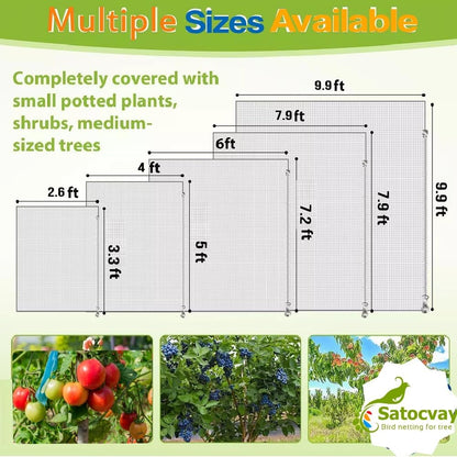 Bird Netting for Blueberry Bushes - Garden Netting Pest Barrier with Drawstring Tomato Protective Cover Garden Plant Netting for Cicadas Vegetables 4P (2.6x3.3 FT)