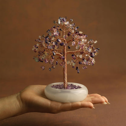 Fluorite Crystal Tree Healing Gem for Office Decor Home Decor Meditation Money Tree Desk Chakra Energy Bonsai Gift for Women