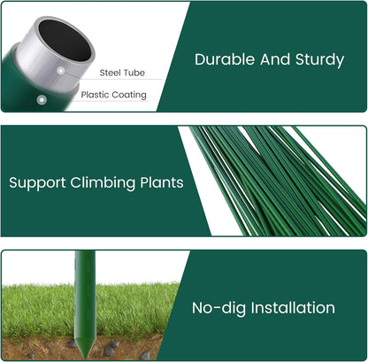 36 Inch 3 Ft Plant Support Garden Stakes 25 PCS, Sturdy Steel Plastic Coated Sticks for Outdoor Growing Climbing, Tomato, Trees, Cucumber, Beans