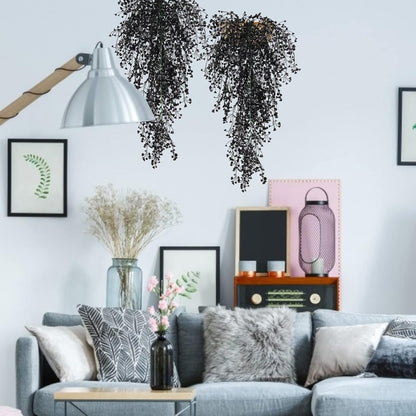 RECUTMS Artificial Hanging Plants Indoor 4 Pcs Artificial Ferns Plants Large Faux Hanging Plant Wall Plants Fake Ivy Room Fall Home Garden Wedding Halloween Party Indoor Outdoor Decor(Black)