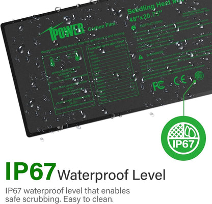 iPower 2 Pack 48" x 20.75" Seeding Heat Mat with Thermostat Temperature Adjustable Knob Durable Warm Hydroponic Plant Germination Starting Pad, Black