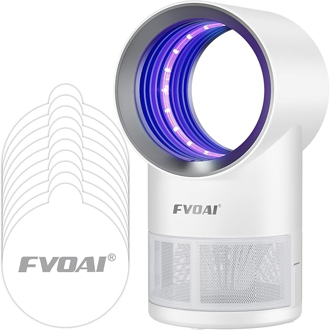 Fruit Fly Trap for Indoors, Fly Traps Indoor for Home Indoor Insect Trap with Suction, Time Setting, Bug Light & 10 Pcs Sticky Glue Boards (White)