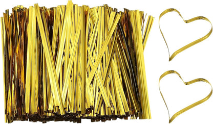 PATIKIL Bag Twist Ties 4 Inch, 800 Pcs Metallic Bread Ties for Treat Plastic Bags Gift Wrapping Candy Coffee Bag Plant Party Cake Favor, Gold