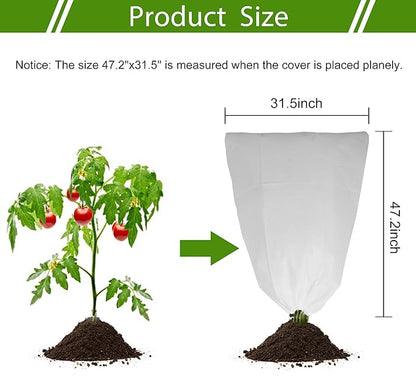 4 Pack Plant Covers Freeze Protection for Winter, 47.2"×31.5" Frost Cloths for Outdoor Plants Cold Weather Blankets with Drawstrings