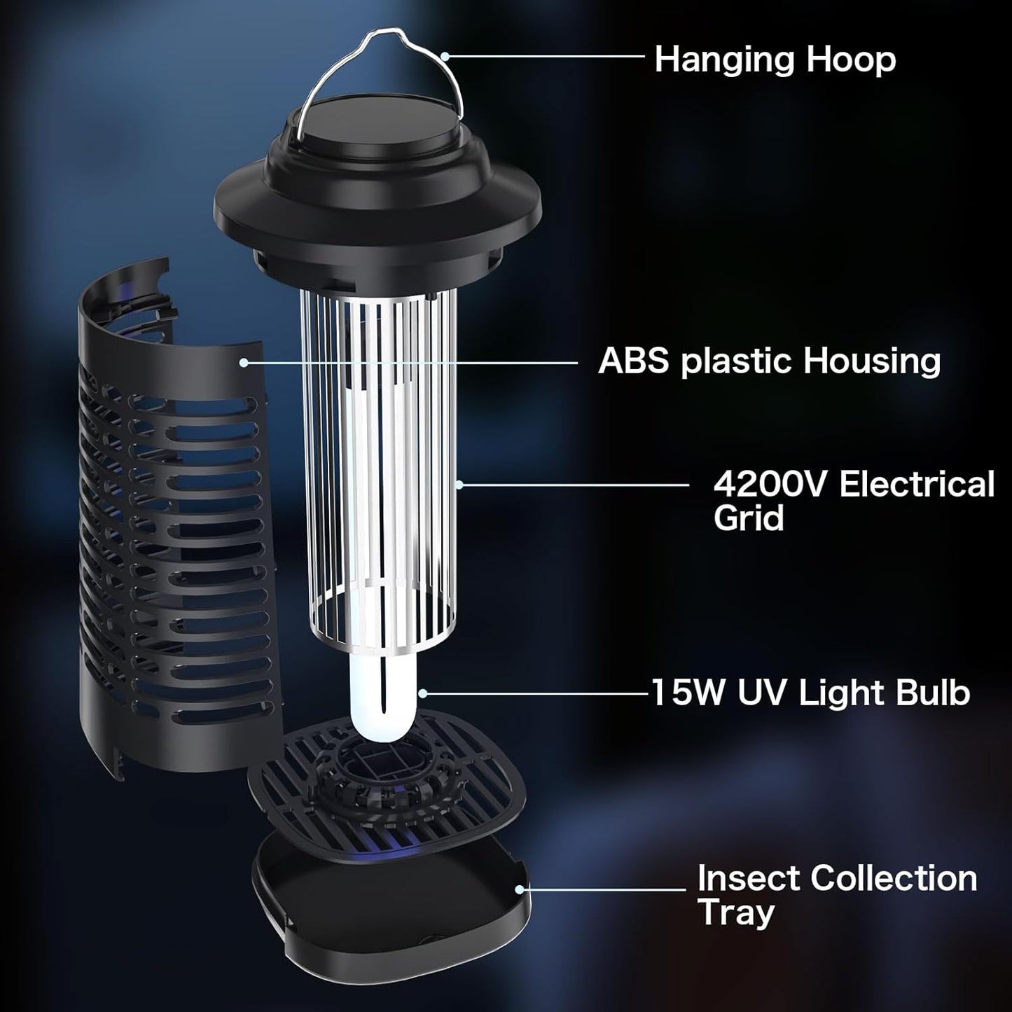Bug Zapper, Mosquito Zapper Outdoor, Electric Fly Traps, Insects Zapper Indoor with, 4200V Mosquito Killer for Home, Kitchen, Patio, Backyard