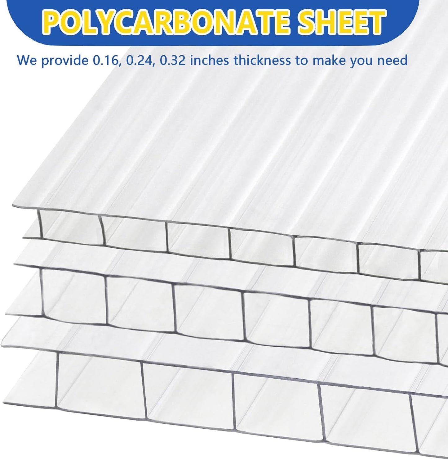 Polycarbonate Greenhouse Panels, Twin-Wall Polycarbonate Sheet, Clear Panels for Greenhouse,Outdoor Garden, Plant Stand Roof (47.2''H x 23.6''W x 0.32" T, 14)