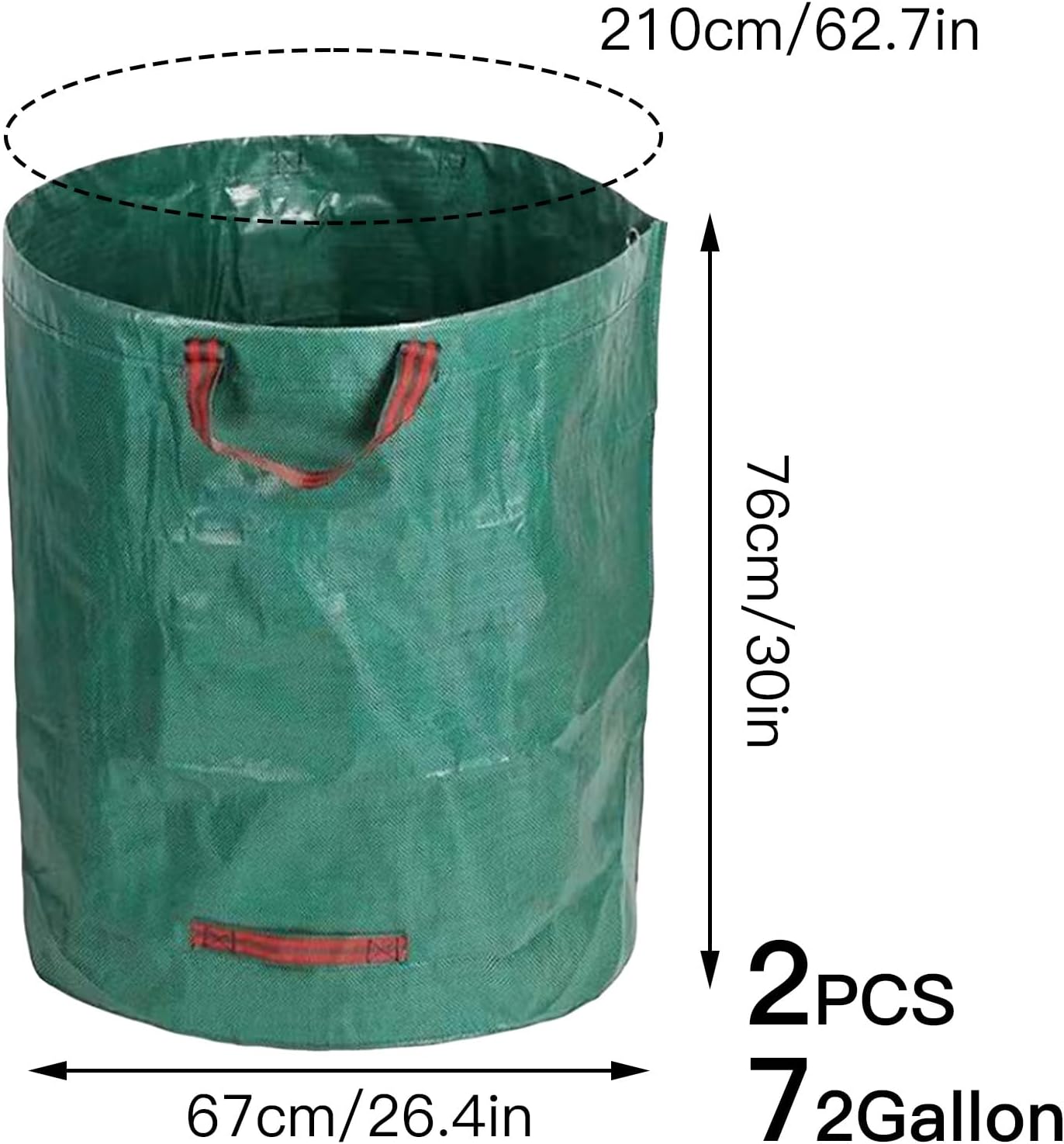 2 PCS 72 Gallon Yard Waste Bags, Reusable Lawn and Leaf Bags Heavy Duty Garden Bags with 2 Pair Gloves for Clean Up Outdoor Debris Leaves Grass Clippings