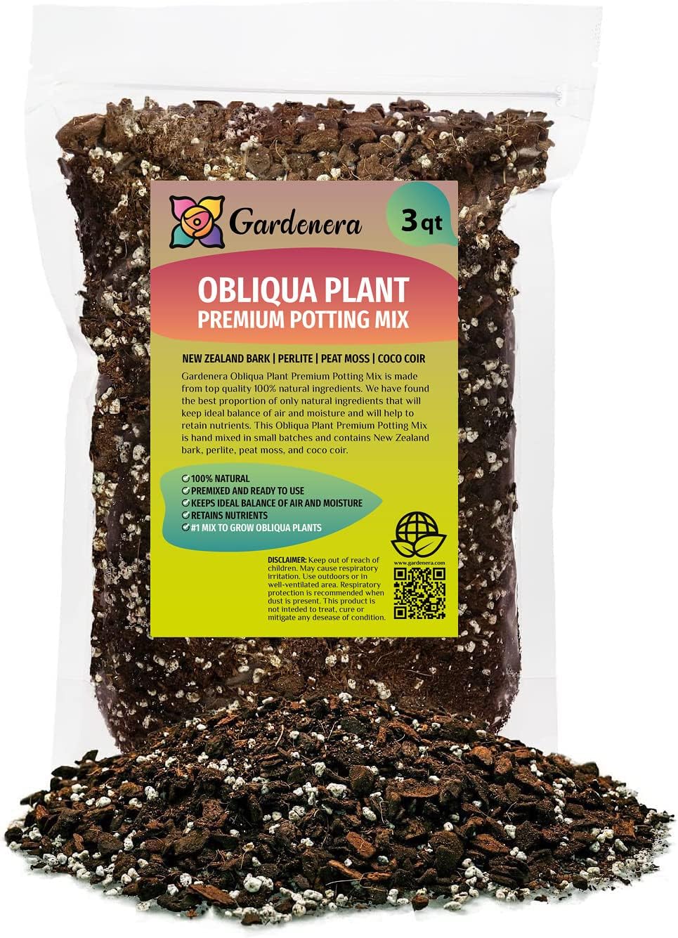 GARDENERA Monstera Obliqua Potting Soil - Enhanced Aeration and Drainage for Optimal Growth by Gardenera - 3 Quart