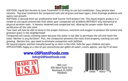 Soft Soil by GS Plant Foods- Liquid Aerator and Lawn Treatment(1 Quart) - Liquid Aerator for Any Grass Type, All Season - Great for Compact Soils, Standing Water, Poor Drainage
