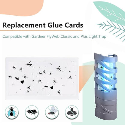 Qualirey 30 Pack Replacement Fly Glue Boards, Compatible with Gardner FlyWeb Fly Classic and Plus Light Trap, Sticky Cards Fly Traps for Indoors, Trap Fruit Flies, Mosquitoes, Gnats