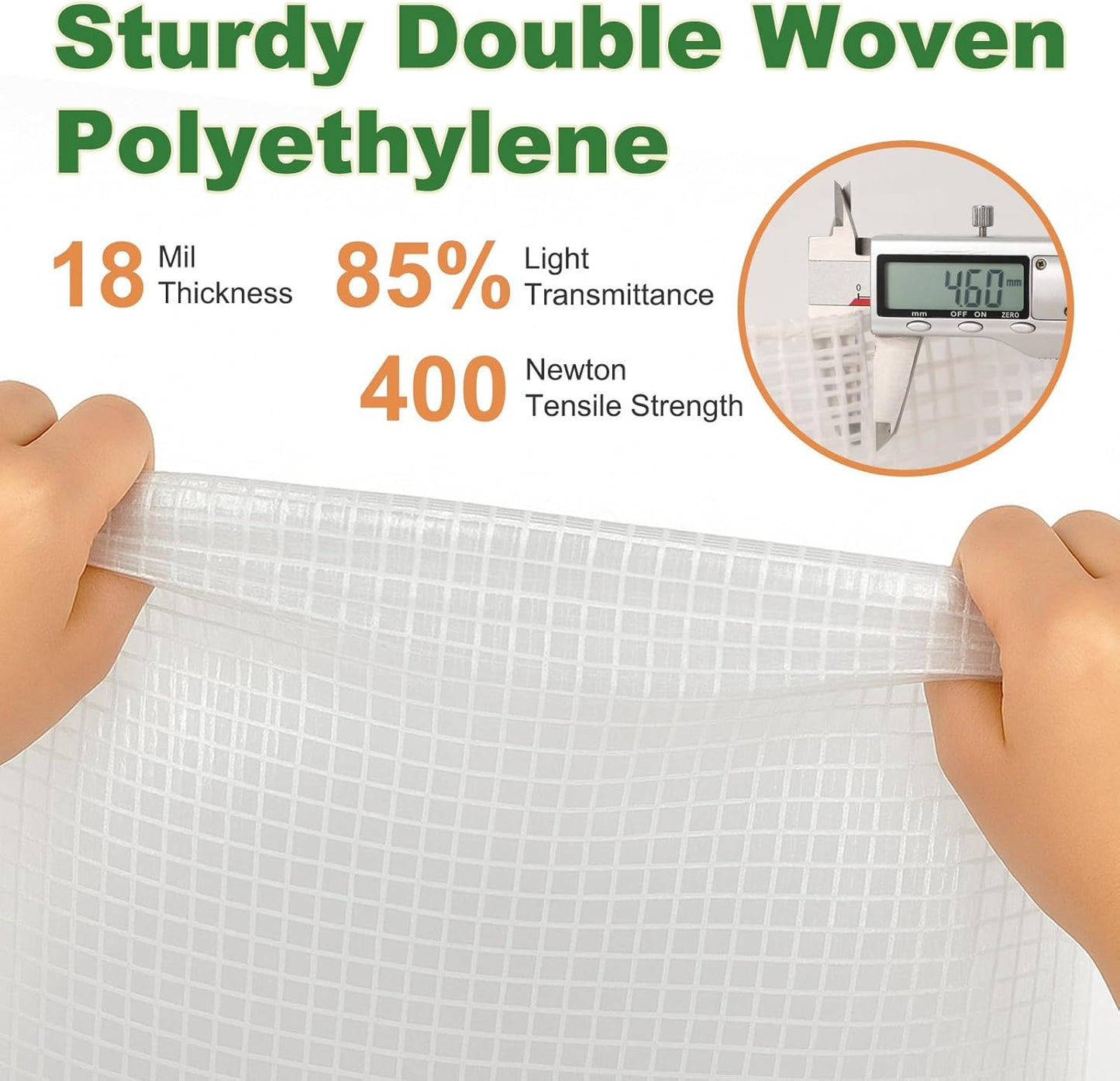 18 Mil Greenhouse Cover, 10x10 FT Clear Heavy Duty Greenhouse Tarp, UV Resistant Waterproof Green House Plastic Covering with Grommets for Garden, Farms, Nursery