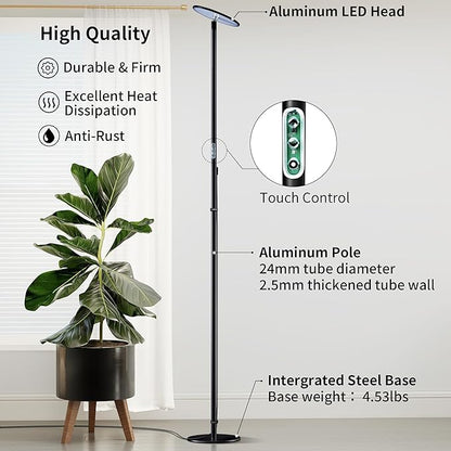 chiphy Grow Lights, 85" Full Spectrum Plant Light for Indoor Plants, 4/8/12H Timer, 60W Grow Lamp, 10 Dimmable Brightness, Height Adjustable, Remote Control, Ideal for Large Tall Plants