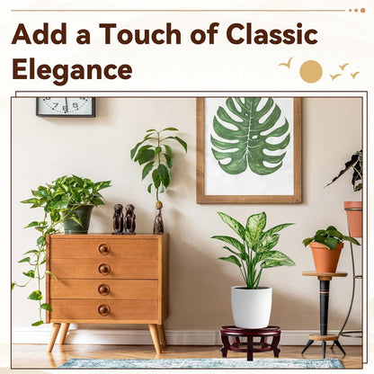 Yoiemivy 8 Inch Wooden Plant Stand Indoor Flower Pot Base Vase Display Shelf Chinese Fishbowl Planter Stands for Display Oriental Style Plant Pot Pedestal Stand