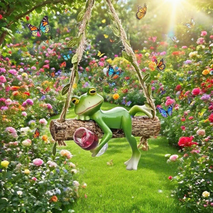 Garden Swing Frog, Suitable for Decorating Balconies, Gardens, and Flower pots. Seasonal Decorations and Unique Designs Make it Perfect