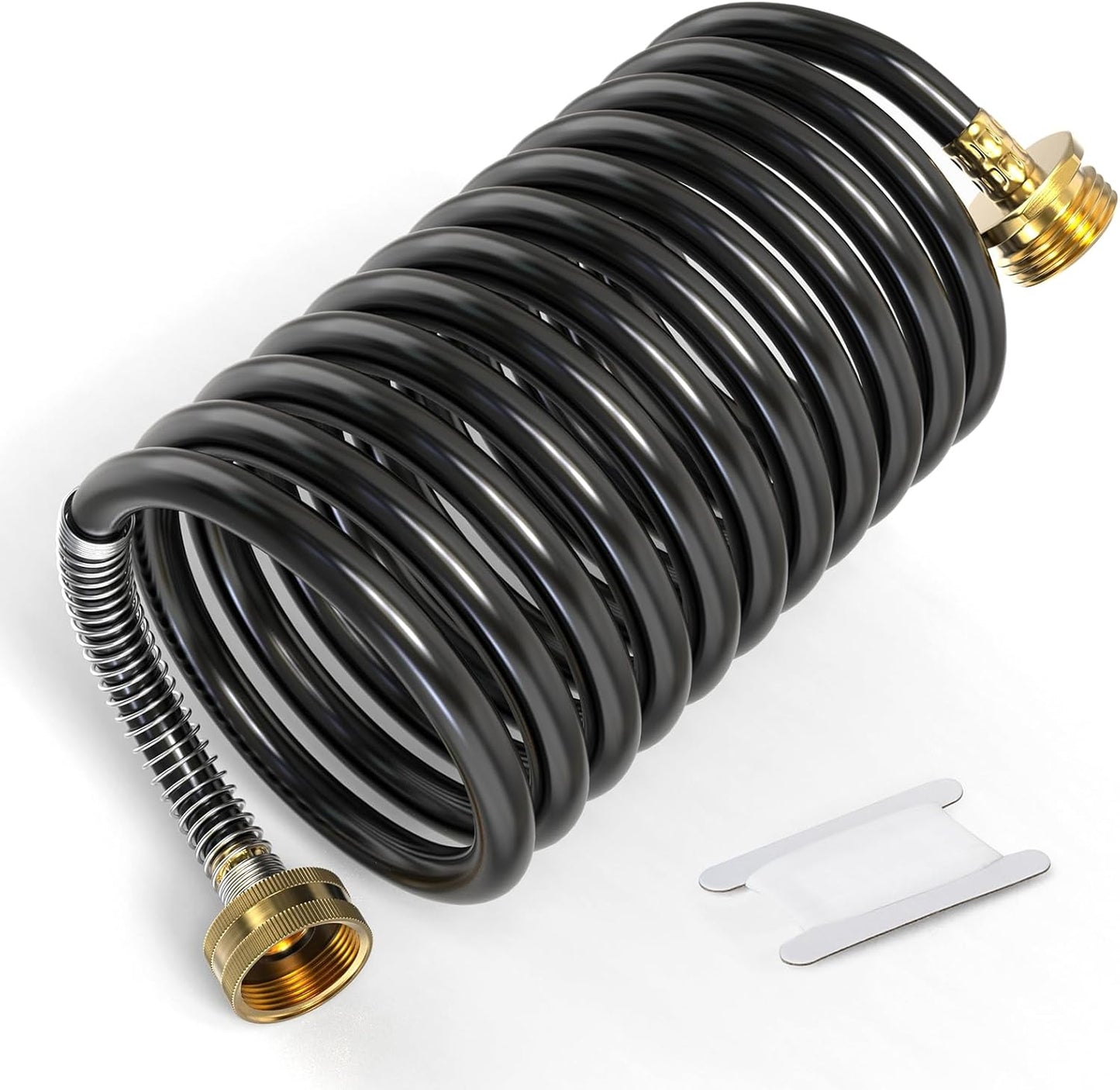 GASHER 10FT PU Recoil Garden Water Hose With 3/4" GHT Brass Fittings Retractable, Swivel Female For Boating, Pool & Spa, RV, Home And Garden
