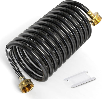 GASHER 10FT PU Recoil Garden Water Hose With 3/4" GHT Brass Fittings Retractable, Swivel Female For Boating, Pool & Spa, RV, Home And Garden