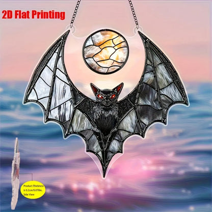 Bat Suncatcher,Halloween Window Hanging Spooky Black Sun Catcher,8 Inch Wall Indoor Outdoor Ornament Window Suncatcher for Garden，Home，Housewarming Decor