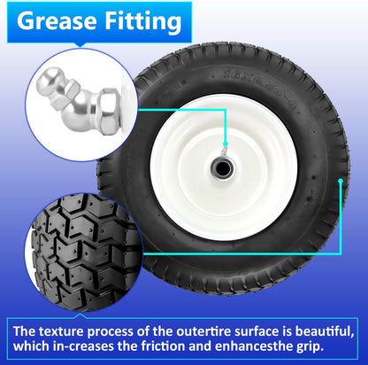 Cenipar 16x6.50-8" Lawn Mower Tire and Wheel with 3/4" Iron Bushing, 3" Offset Hub 4 Ply Heavy Duty Replacement for Craftsman Mower, Garden Lawn Tractors (2-Pack)