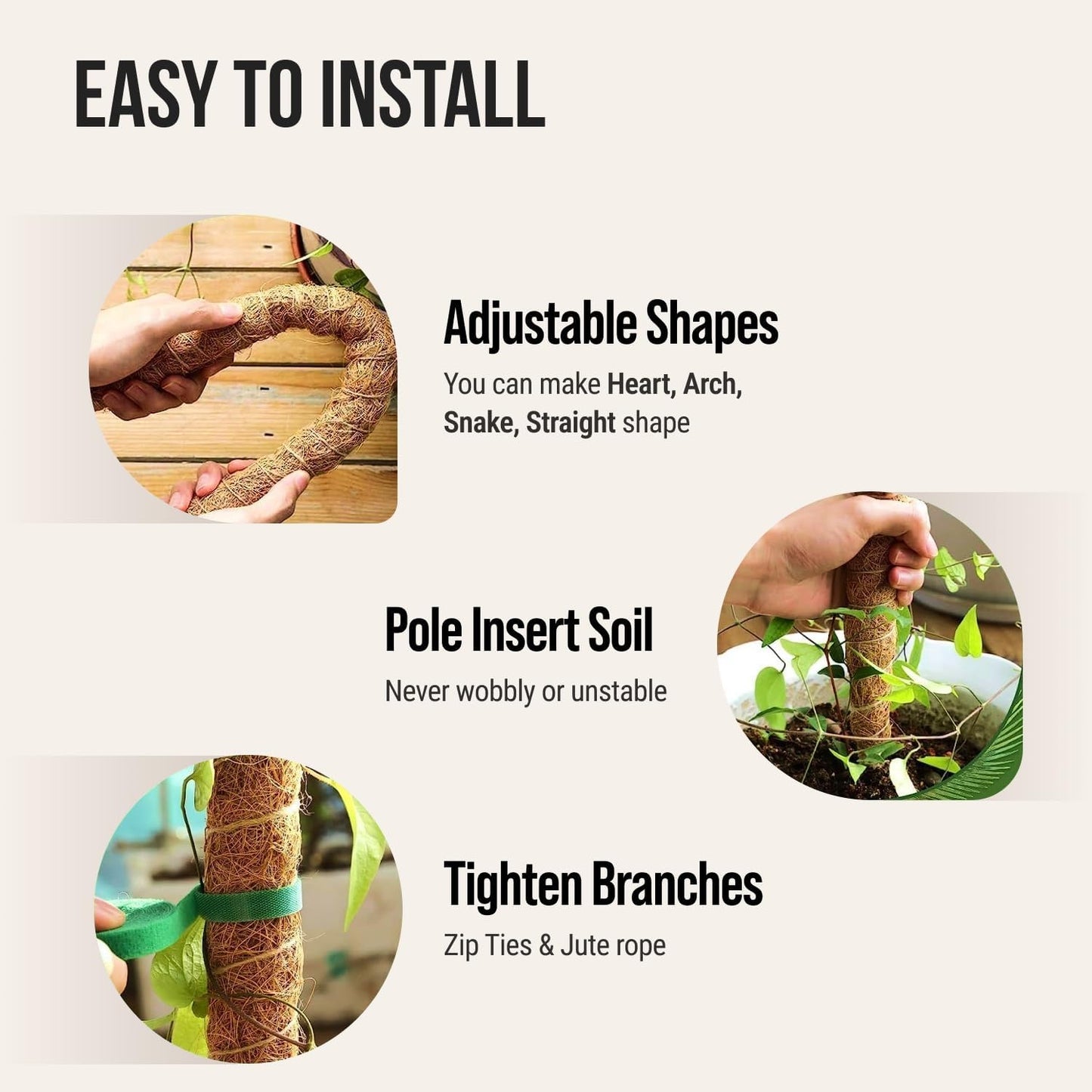 Moss Pole Monstera Plant Support – 2 Pack 28” Bendable Moss Pole Monstera Plant Support, Plant Stakes for Indoor Plants, Tall Plant Sticks Support for Climbing Plants