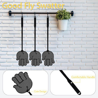 Fly Swatter Heavy Duty for Indoors – Hand-Shaped Flyswatter with Non-Slip Grip, Flexible 3-Pack Bug Swatters for Kitchen, Patio & Living Room