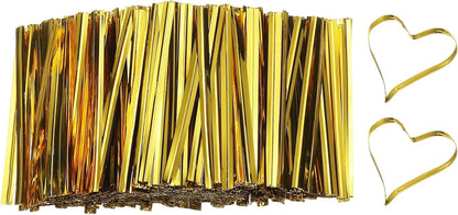 PATIKIL Bag Twist Ties 2 Inch, 800 Pcs Metallic Bread Ties for Treat Plastic Bags Gift Wrapping Candy Coffee Bag Plant Party Cake Favor, Gold