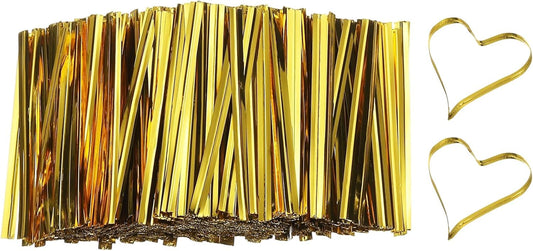 PATIKIL Bag Twist Ties 2 Inch, 800 Pcs Metallic Bread Ties for Treat Plastic Bags Gift Wrapping Candy Coffee Bag Plant Party Cake Favor, Gold