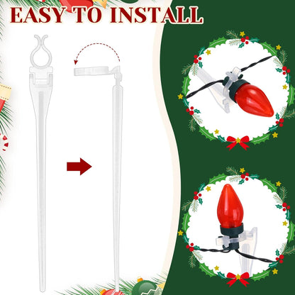 Jetec 120 Pieces Christmas Light Stakes Universal Yard Lawn Holiday 7.5 Inches Light Ground Stakes for C7 C9 String Lights Christmas Outdoor Lights Holders on Yards, Driveways (Clear)