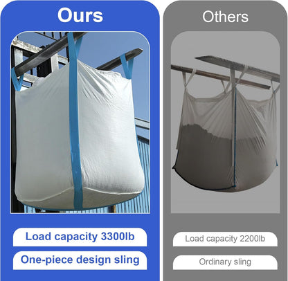 2 Pack FIBC Bulk Bag, 1.5 Ton Bag, 35"L x 35"W x 43"H, 3300lbs SWL, Duffle Top Flat Bottom, Heavy Duty Bulk Bags for Industry Agriculture