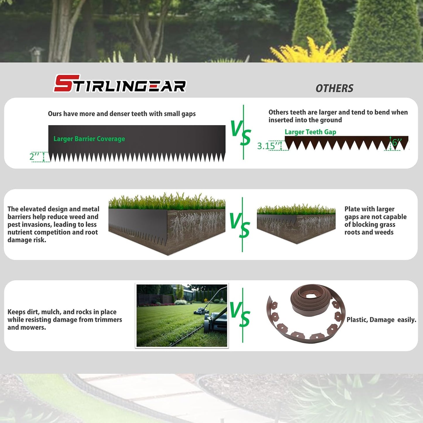 20ft. 6-Pack Galvanized Steel Landscape Edging - 40" L x 6" H Lawn Edging with 6 Stakes, Hammer-in Metal Garden Border for Landscaping, Lawn & Yard (Black)