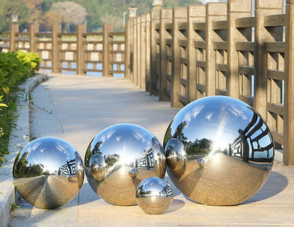 Nerien Gazing Ball, 2 Inch Stainless Steel Garden Mirror Globe, Polished Ornament Sphere, Hollow Floating Reflective Hemisphere, for Home Outdoor Pond Housewarming Swimming Decoration, Silver, 5pcs