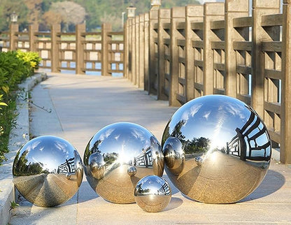 Nerien Gazing Ball, 2 Inch Stainless Steel Garden Mirror Globe, Polished Ornament Sphere, Hollow Floating Reflective Hemisphere, for Home Outdoor Pond Housewarming Swimming Decoration, Silver, 5pcs