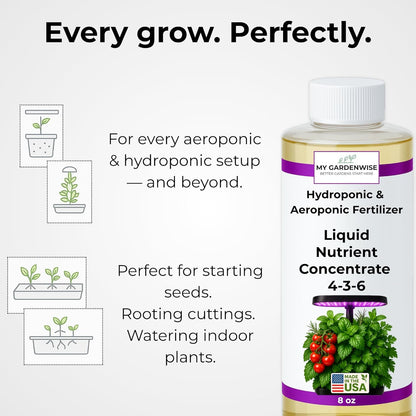 Liquid Plant Food – Hydroponics Nutrients for Indoor House Plants, Tomato, Strawberry, Lucky Bamboo, Lettuce, Vegetable Garden & Herbs – Aero Nutrients Liquid Fertilizer for All Growing Systems (16oz)