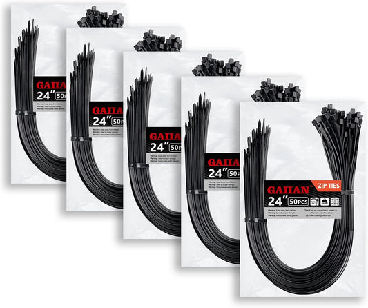 Long Zip Ties Heavy Duty 24 inch, Large Zip Ties with 200 lbs Tensile Strength, Big Cable Ties