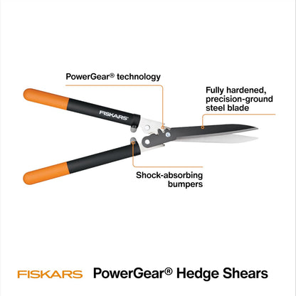 Fiskars PowerGear Hedge Shears - 23" Stainless Steel Blades - Plant Cutting Scissors with Sharp Precision-Ground Steel Blade