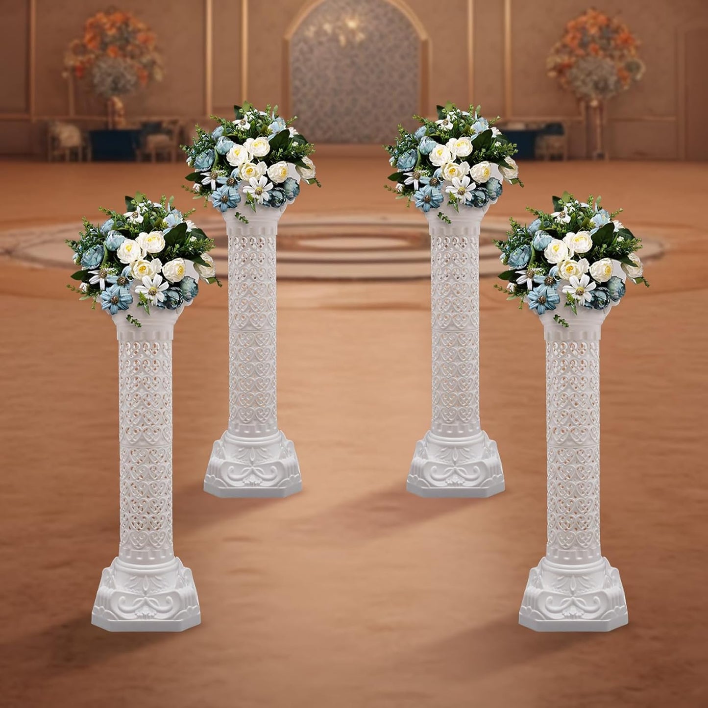 Roman Columns Wedding Column Stand Roman Pillar Plant Stand Plastic Greek Column Statue Pedestal Flower Pot Holder Decor, Elegant Decorative Column for Wedding Event Party, White