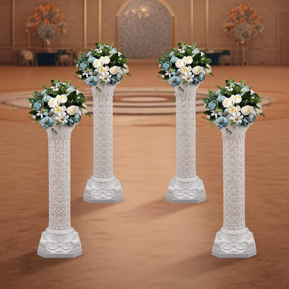 Roman Columns Wedding Column Stand Roman Pillar Plant Stand Plastic Greek Column Statue Pedestal Flower Pot Holder Decor, Elegant Decorative Column for Wedding Event Party, White