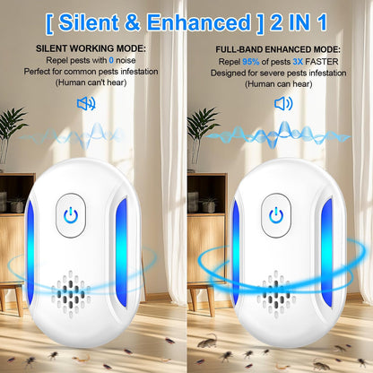 Upgraded Ultrasonic Repellent, 2025 Indoor Ultrasonic Repeller, Electronic Plug in Pest Control for Bugs,Mosquito,Roach, Ant, Rodent, Mouse, Spider Repellent for House, Warehouse, Garage (6)